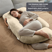 Serenity Velvet Pregnancy Pillow G-Shape Full Body Pillow  With Removable Cover Ivory