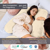 Serenity Velvet Pregnancy Pillow G-Shape Full Body Pillow  With Removable Cover Ivory