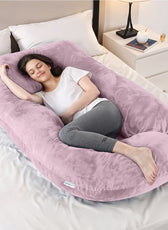 Serenity Velvet Pregnancy Pillow G-Shape Full Body Pillow  With Removable Cover - Cotton Home