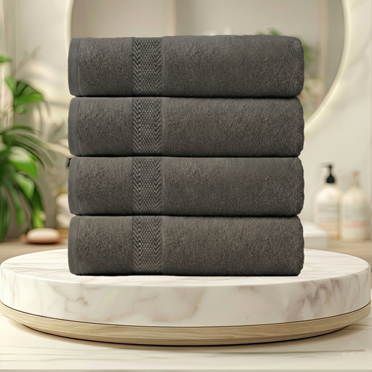 Cotton Bath Sheet 90x180CM 4 Piece Set-Soft Feel, Quick Dry, Highly Absorbent Durable Towels