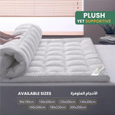 White And Grey Geometric Mattress Topper with 2 Pillow Cover - King Size 180x200+8cm