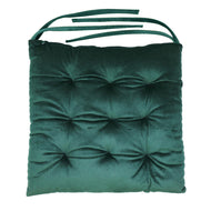 Velvet Slip Free Tufted  Chair Cushion Green 40x40cm