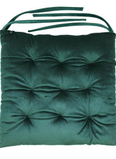 Velvet Slip Free Tufted  Chair Cushion Green 40x40cm - Pack of 2 - Cotton Home