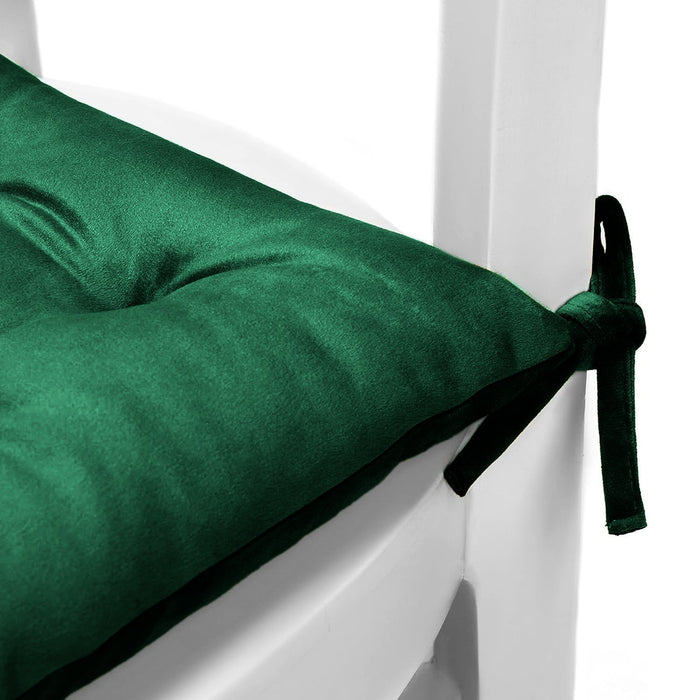 Velvet Slip Free Tufted  Chair Cushion Green 40x40cm - Pack of 4