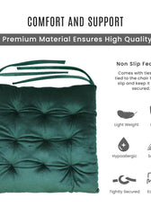 Velvet Slip Free Tufted  Chair Cushion Green 40x40cm - Cotton Home