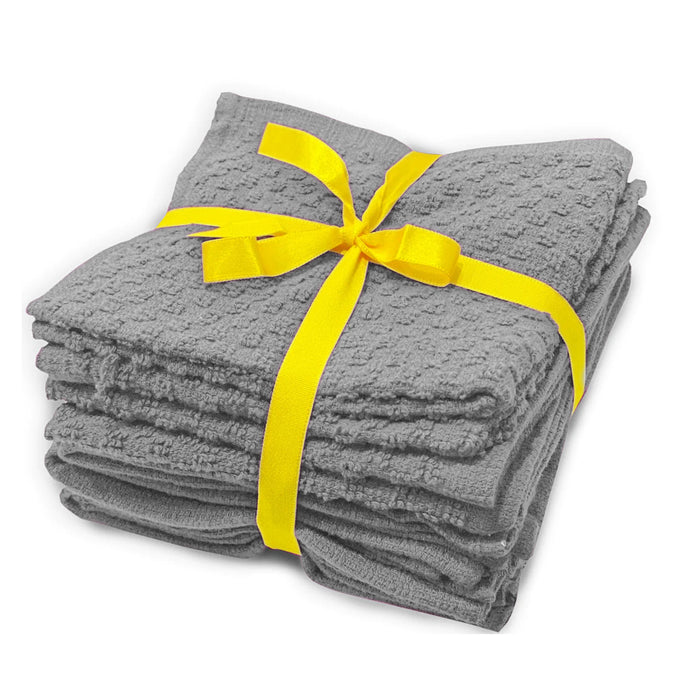 Premium Kitchen Towels Pack of 8 Grey 100% Cotton 40cm x 70cm Absorbent Dish Towels - 425 GSM Tea Towel, Terry Kitchen Dishcloth Towels- Grey Dish Cloth for Household Cleaning