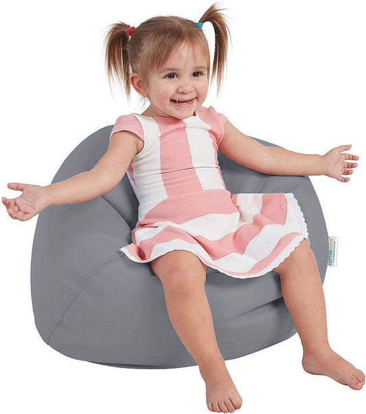 Kids Bean Bag Grey Small Size Indoor Outdoor Furniture Sofa Zipper Closure Couch PU Leather Polystyrene Beads Filling Chair Comfy Washable Durable Room Organizer for kids 50x80x80cm - Cotton Home