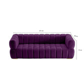 Gwen 3 Seater Sofa Velvet Fabric - Purple - L231cm x W89cm X 75cm