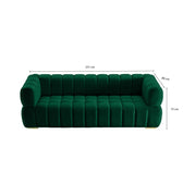 Gwen 3 Seater Sofa - Luxurious Emerald Green Velvet Upholstery - Spacious L231cm x W89cm x H75cm