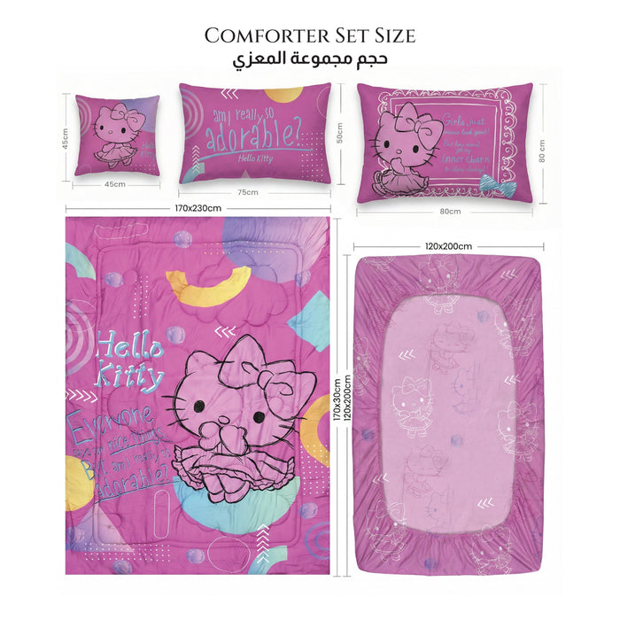 Hello Kitty Kids Bedding Set – 5 Piece Comforter Set