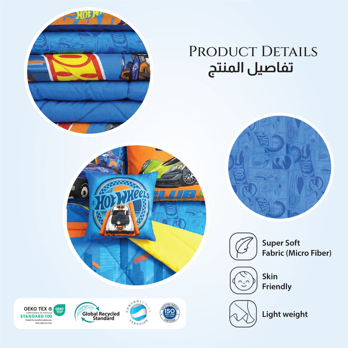 Hot Wheels Kids Bedding Set – 5 Piece Comforter Set