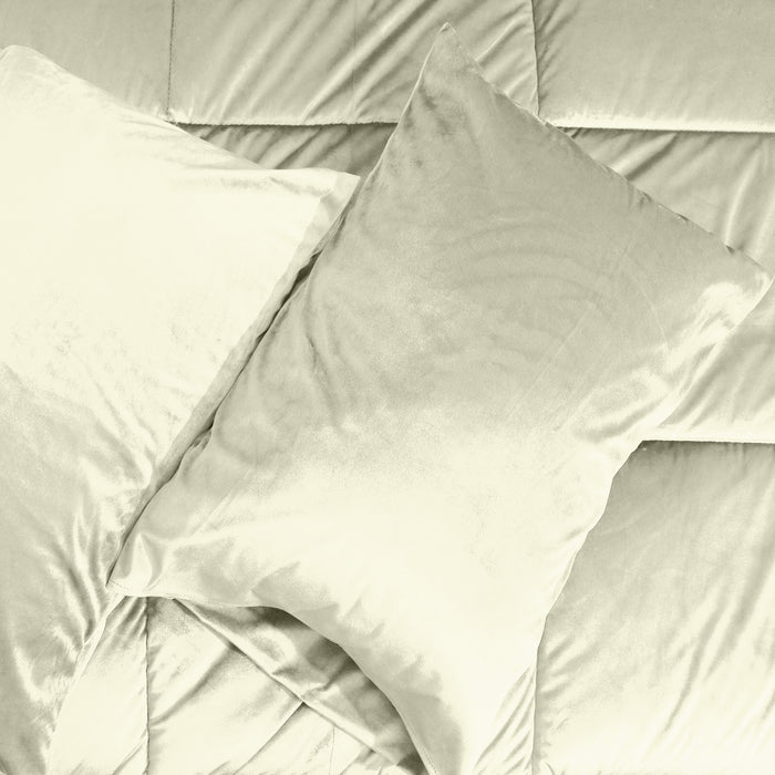 Luxury Velvet 3-Piece King Comforter Set - 240x260 cm- Ivory