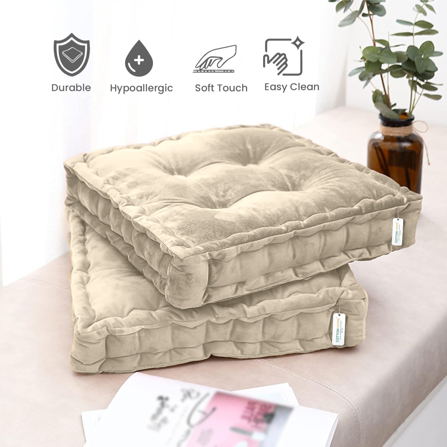 Serenity Velvet Multipurpose Seat Cushion 40x40cm Square Shape Seating