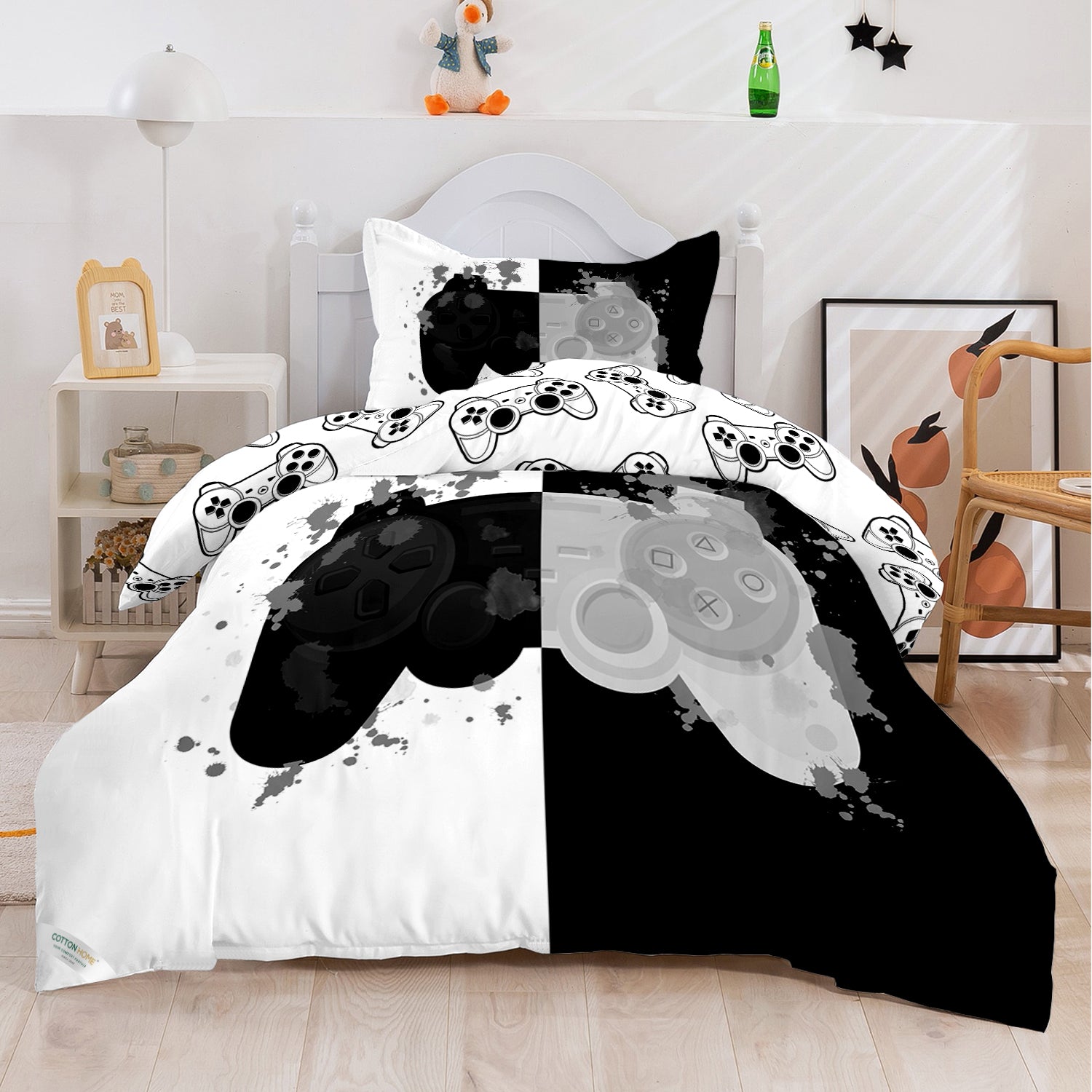 Kids Duvet Cover Set 3 Pcs - Joystick Print | 135x220cm | Microfiber | Cotton Home