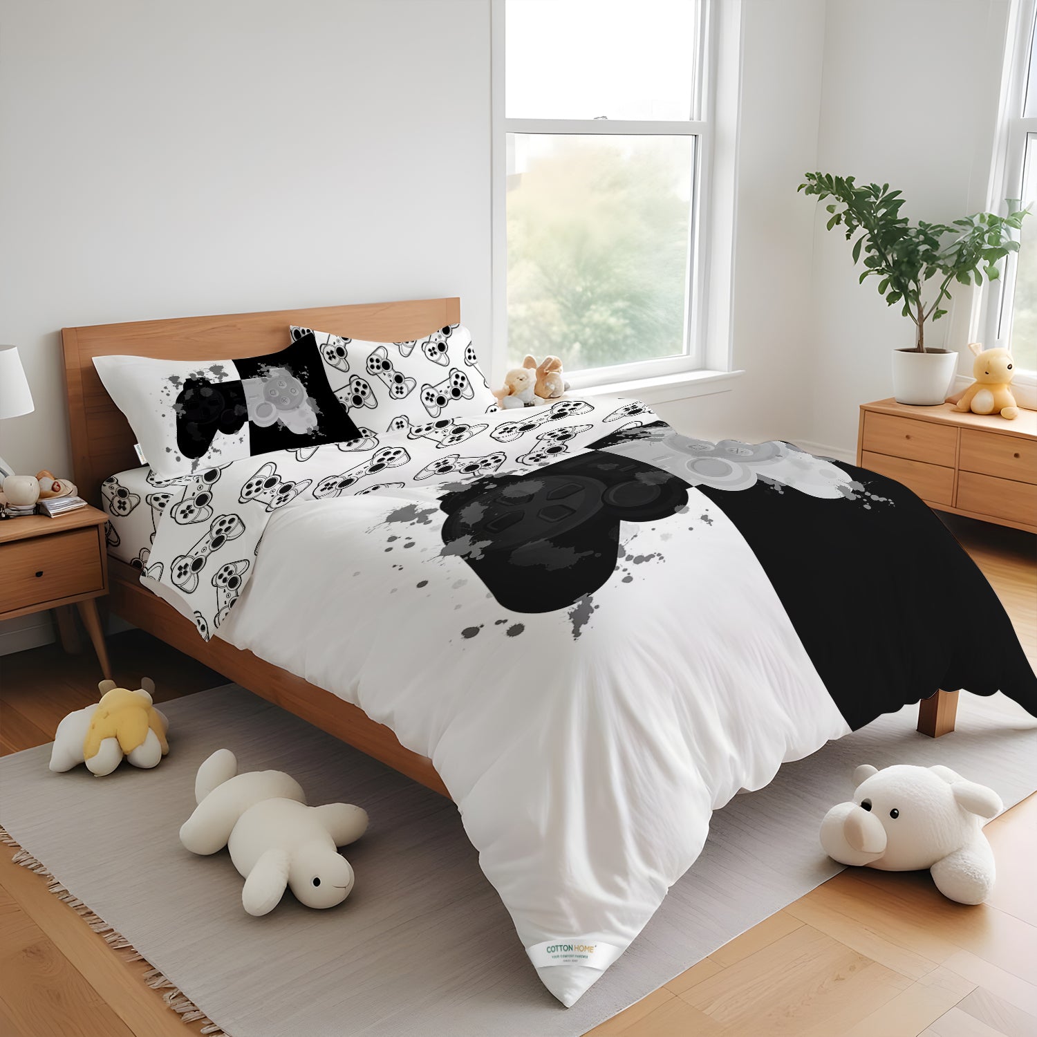 Kids Duvet Cover Set - 4 Pc - Joystick Print 160x220cm | Cotton Home