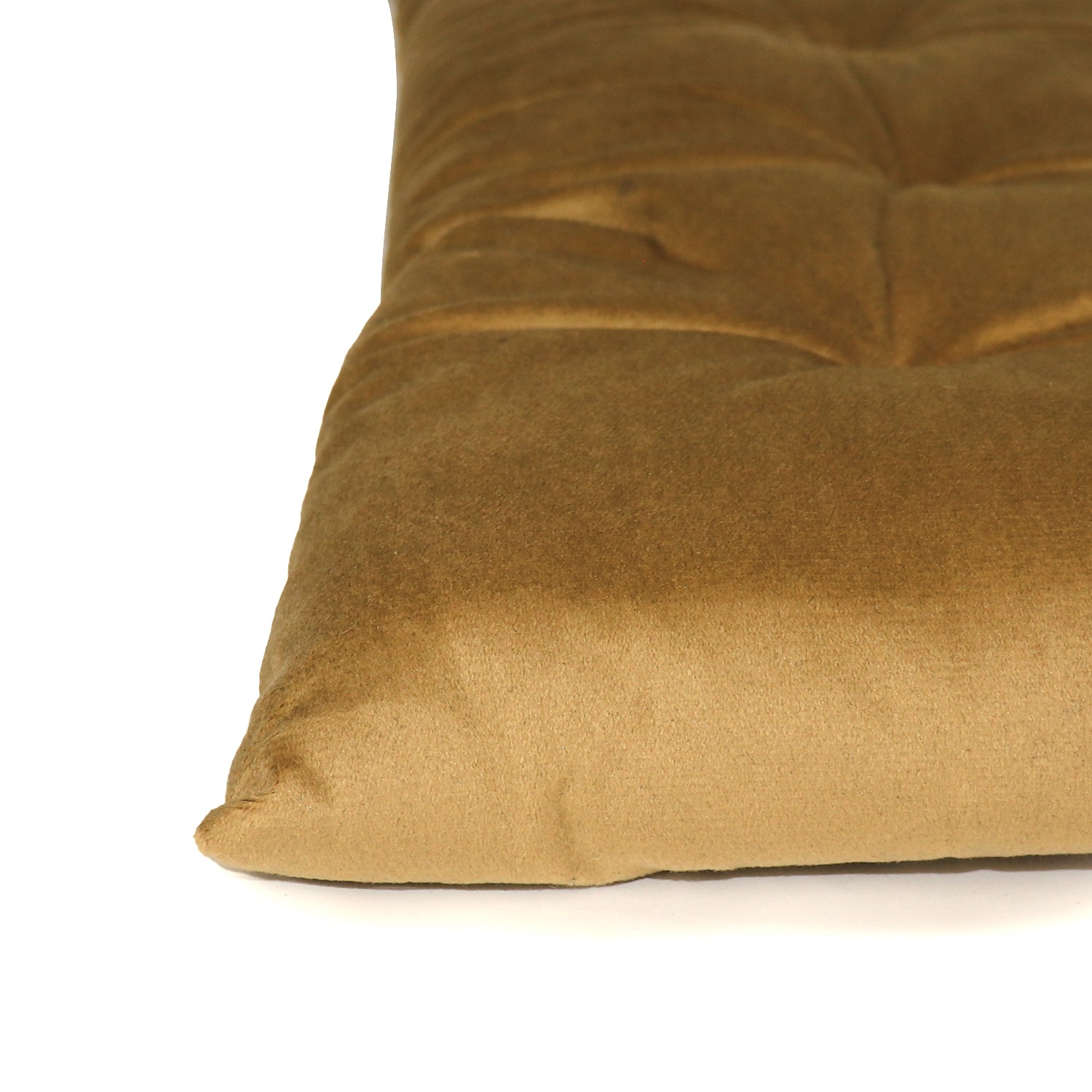 Velvet Slip Free Tufted  Chair Cushion Khaki 40x40cm - Pack of 2