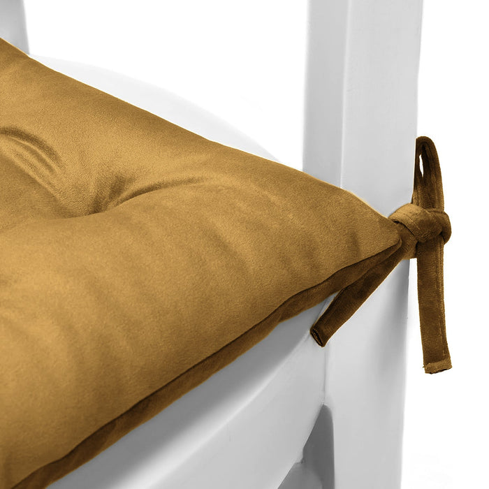 Velvet Slip Free Tufted  Chair Cushion Khaki 40x40cm - Pack of 2