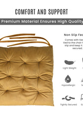 Velvet Slip Free Tufted  Chair Cushion Khaki 40x40cm - Cotton Home