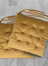 Velvet Slip Free Tufted  Chair Cushion Khaki 40x40cm - Pack of 2 - Cotton Home