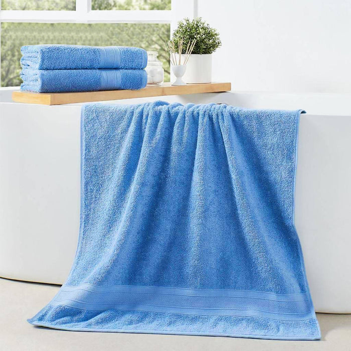 Cotton Bath Towel 70x140 CM 4 Piece Set, Light Blue