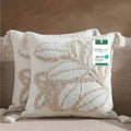 Boho Handcrafted Throw Pillow 45x45cm Filled Cushion with Leaves Design Pack of 2