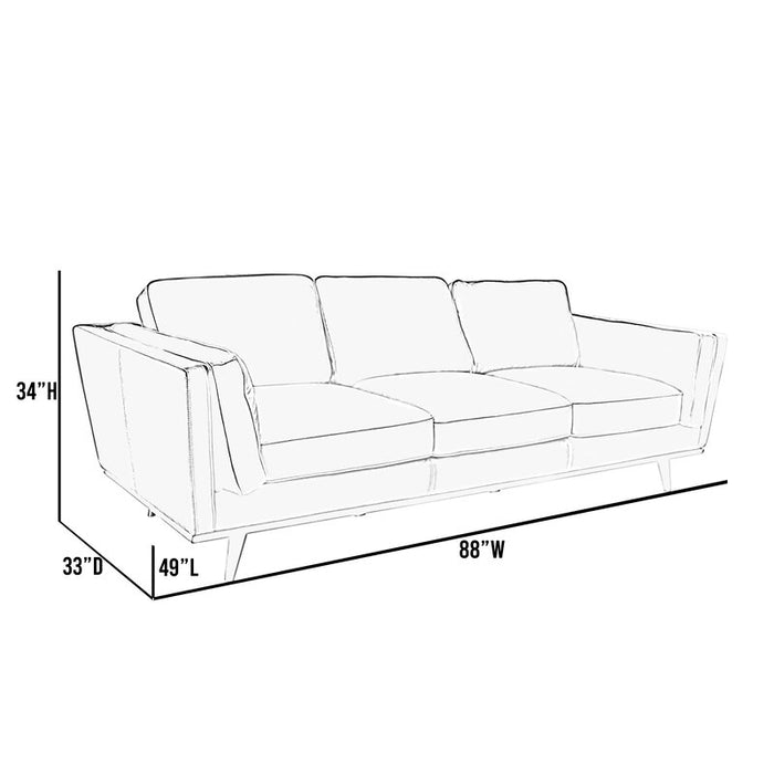 Lesa Brown Square Arm 3-Seater Leather Sofa