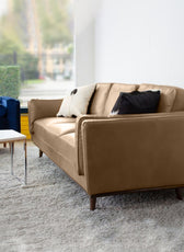 Lesa Brown Square Arm 3-Seater Leather Sofa - Cotton Home