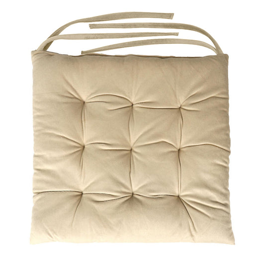 Velvet Slip Free Tufted  Chair Cushion Light Beige 40x40cm - Pack of 2