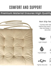 Velvet Slip Free Tufted  Chair Cushion Light Beige 40x40cm - Cotton Home