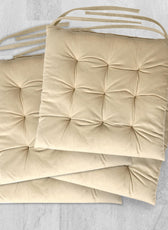 Velvet Slip Free Tufted  Chair Cushion Light Beige 40x40cm - Pack of 4 - Cotton Home