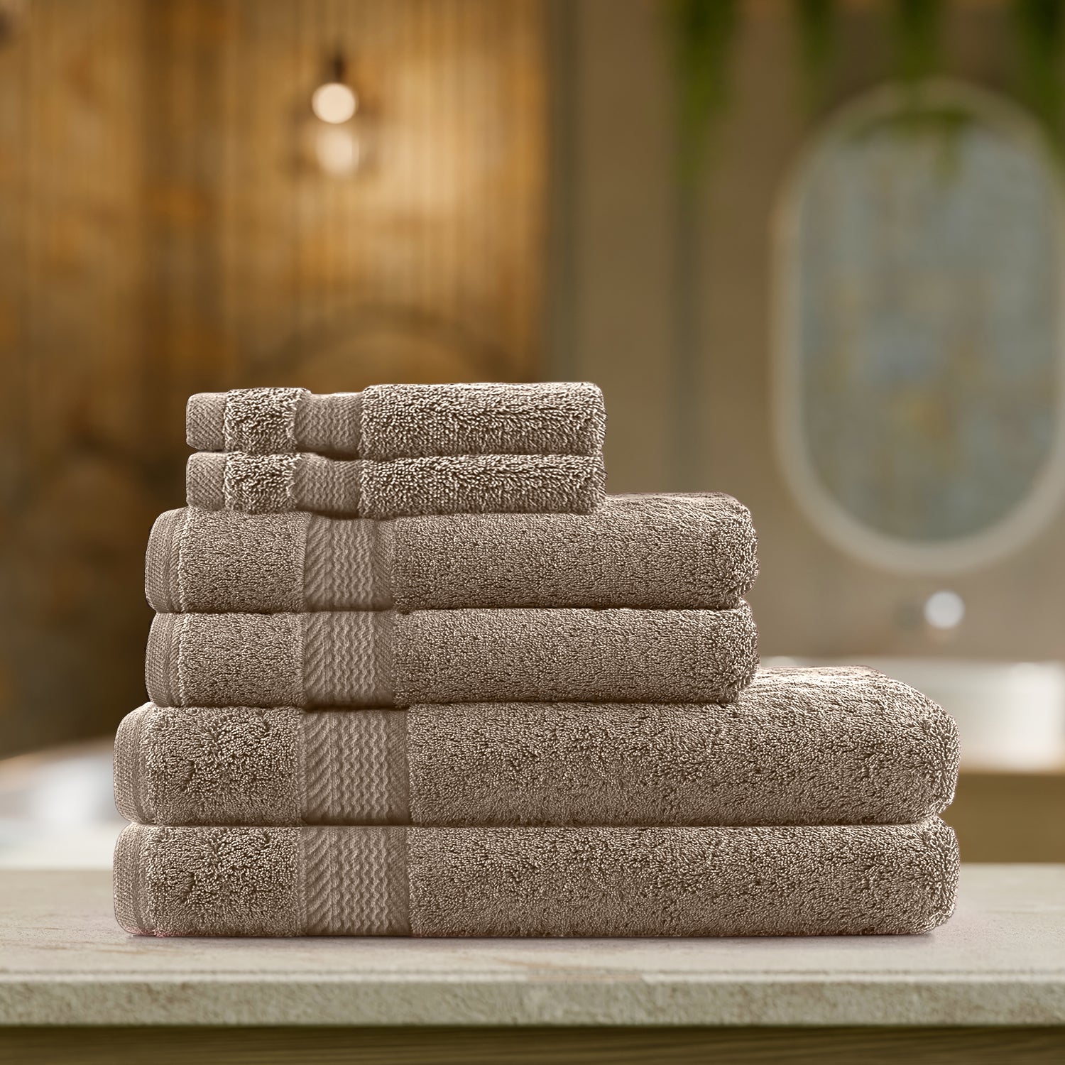 Cotton Home Ultimate Towel Collection - 6 Piece Bundle Light Brown