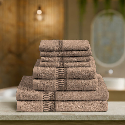 Cotton Home Ultimate Towel Collection - 8 Piece Bundle Light Brown - Cotton Home