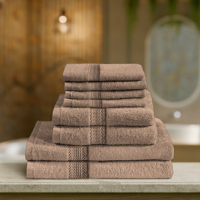 Cotton Home Ultimate Towel Collection - 8 Piece Bundle Light Brown