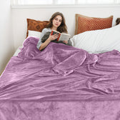 Flannel Blanket Queen 220x240cm Suitable for All Seasons, Warm Throw Blanket  - Light Purple