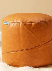 Luxury Pure Faux Leather Ottoman 45x35 cm - Cotton Home