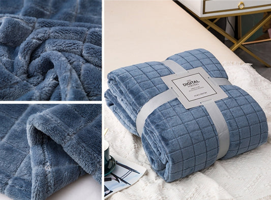 Elegant Square Design Blanket Single Size Silver Sky Blue