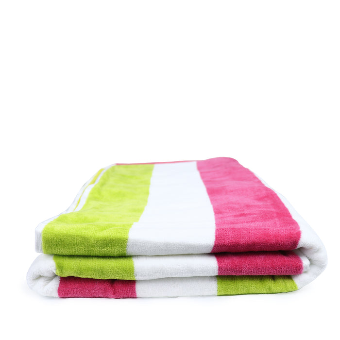 Oversized Beach Towel 90x180cm Extra Large Luxury Cotton Lime and Green Striped High Absorbent and Soft Summer Pool Towel