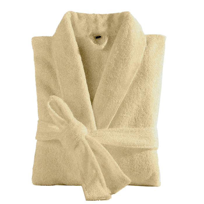 Premium Cotton Cream Terry Bathrobe with Pockets Suitable for Men and Women, Soft & Warm Terry Home Bathrobe, Sleepwear Loungewear, One Size Fits All