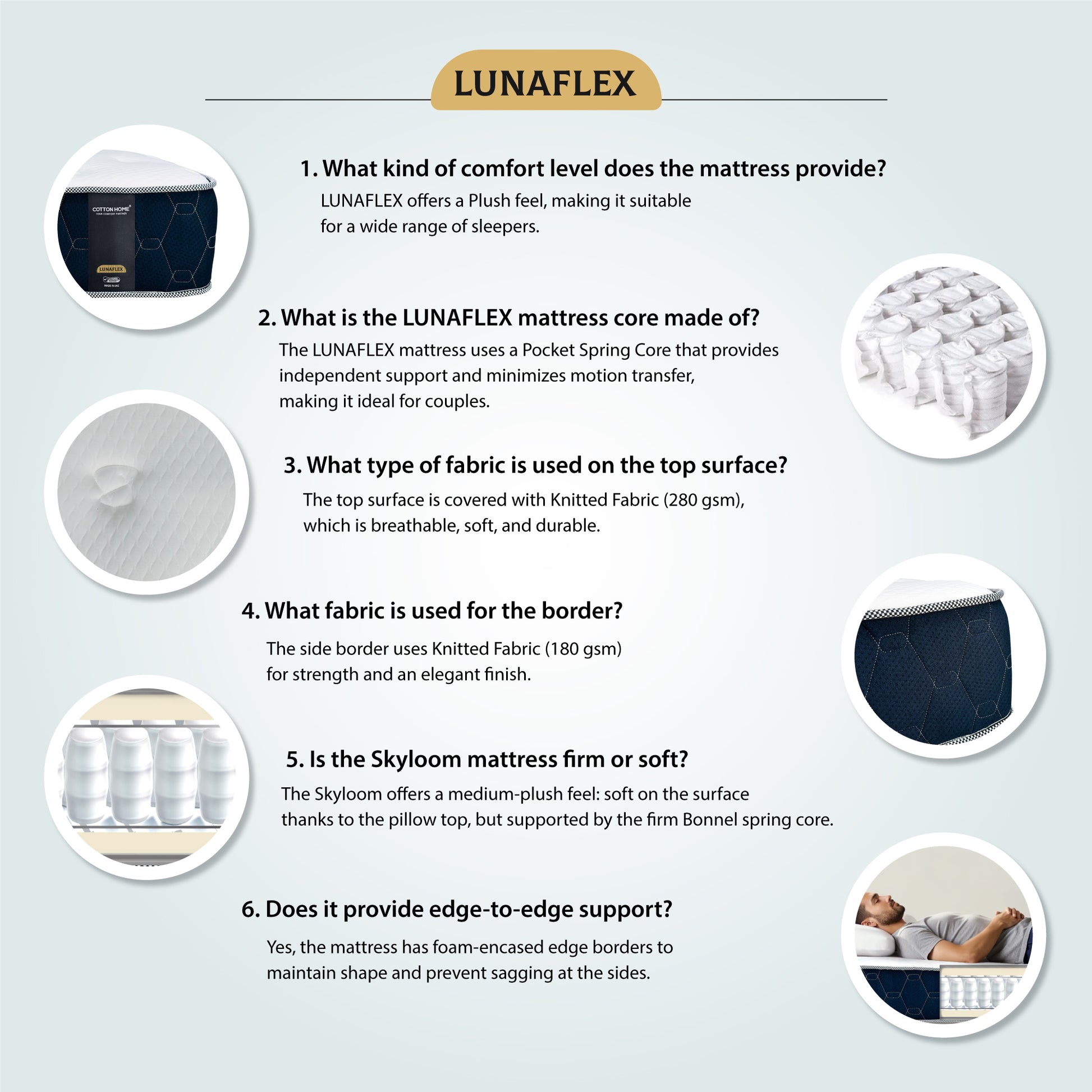 Cotton Home Lunaflex Pocket Spring Plush Mattress Single