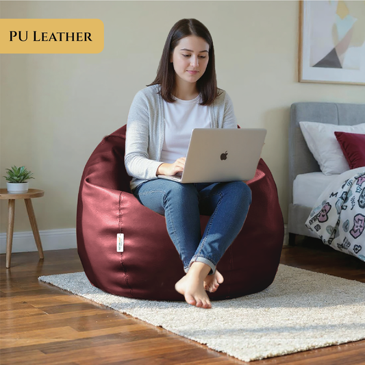 Adult Bean Bag Chair Premium PU Leather  62x105cm - Maroon