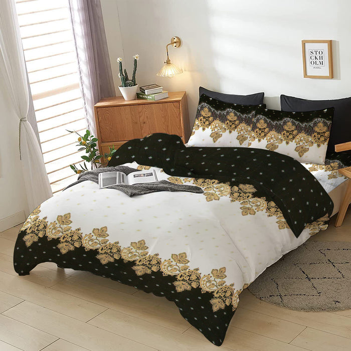 4-Piece Printed Comforter Set 160x220cm Black Gypsy