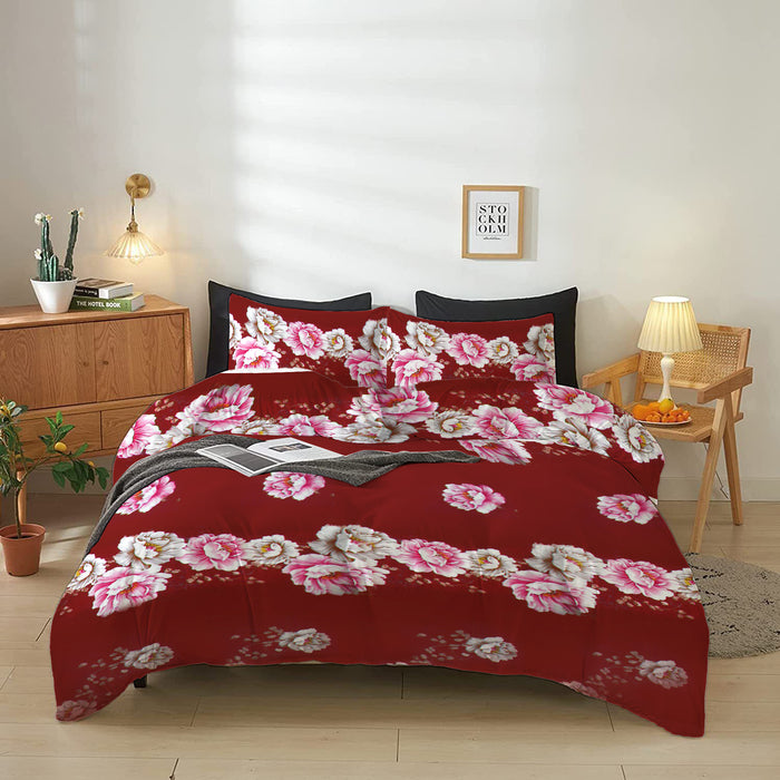 4-Piece Printed Comforter Set 160x220 cm Floral pattern