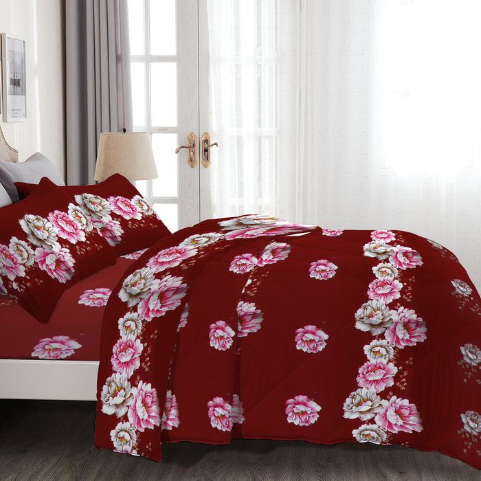 4-Piece Printed Comforter Set 160x220 cm Floral pattern