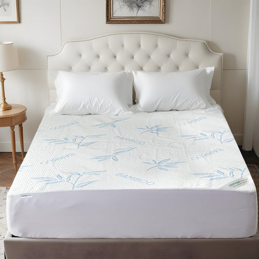 Premium Bamboo Blue Mattress Protector 180x200+35CM Breathable & Waterproof by Cotton Home