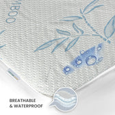 Premium Bamboo Mattress Protector 160x200+35CM | Blue | Breathable & Waterproof by Cotton Home