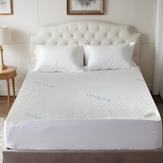 Premium Coolent Mattress Protector 180x200+35CM Breathable & Waterproof by Cotton Home