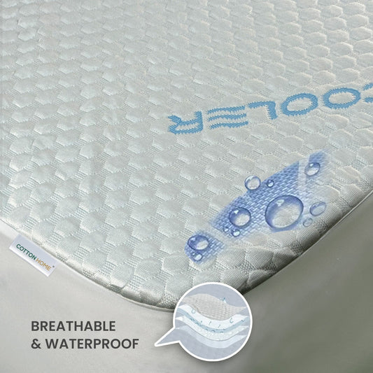 Premium Coolent Mattress Protector 200x200+35CM Breathable & Waterproof by Cotton Home