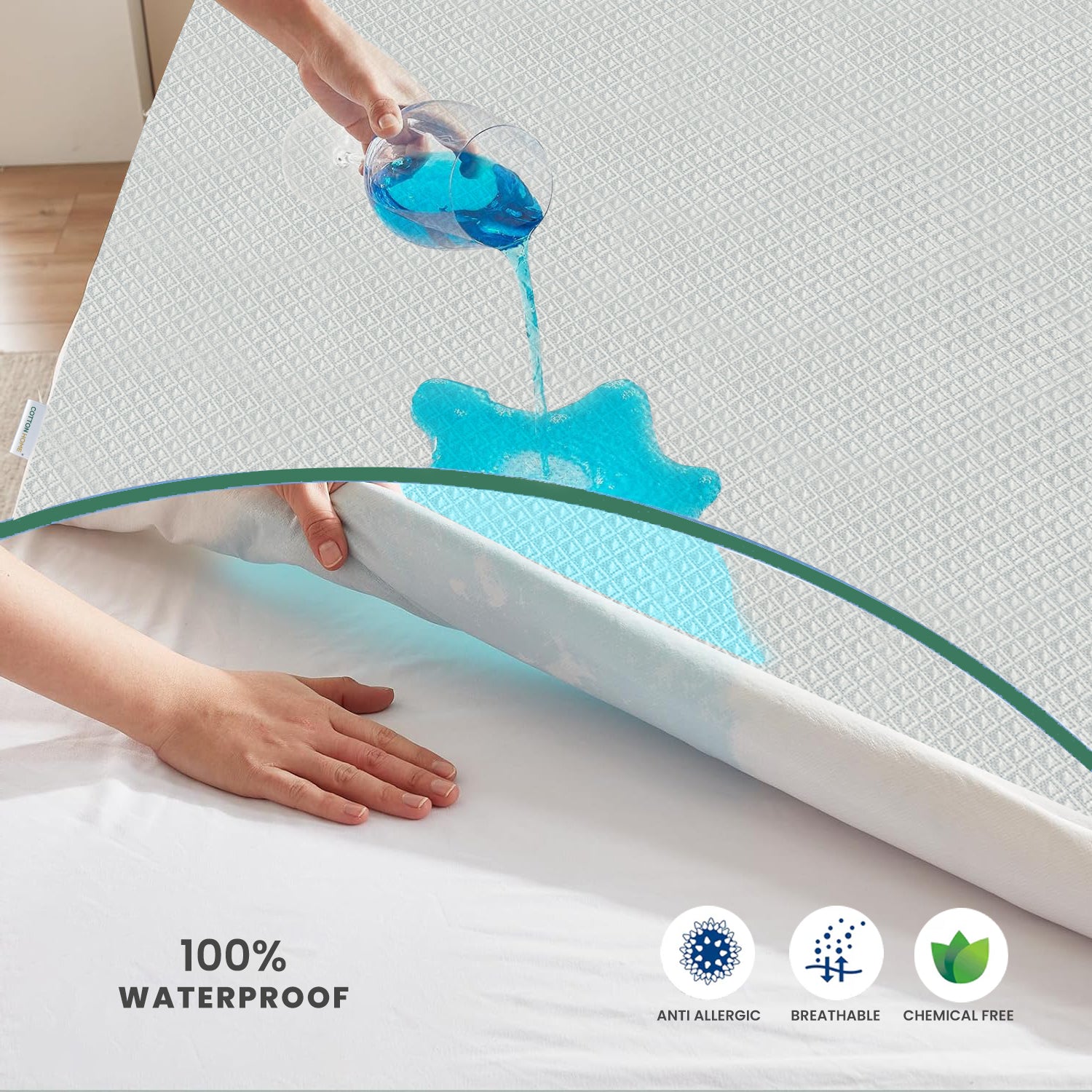 Premium Cooling Mattress Protector 100x200+35CM | Breathable & Waterproof by Cotton Home