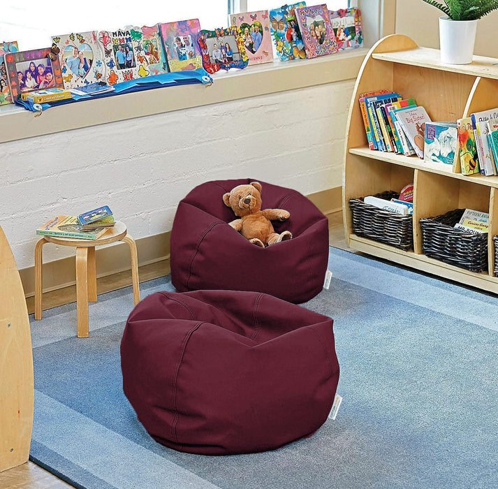 Kids Bean Bag Maroon Small Size Indoor Outdoor Furniture Sofa Zipper Closure Couch PU Leather Polystyrene Beads Filling Chair Comfy Washable Durable Room Organizer for kids 50x80x80cm