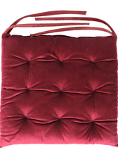 Velvet Slip Free Tufted  Chair Cushion Maroon 40x40cm - Pack of 4 - Cotton Home